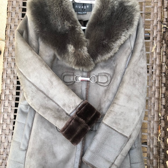 Nuage Taupe Faux Shearling Coat - Picture 4 of 11